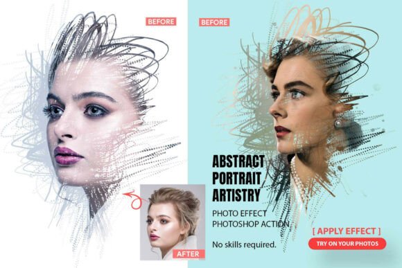Abstract Portrait Artistry PS Action: A Practical Tool for Mixed-Media Design