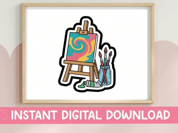 Art Easel and Brushes Sticker Design: Integrating Creative Assets into Maker Workflows
