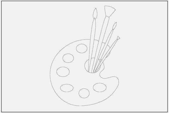Artist Palette with Brushes Line Art: Elevating Creative Projects Across Mediums