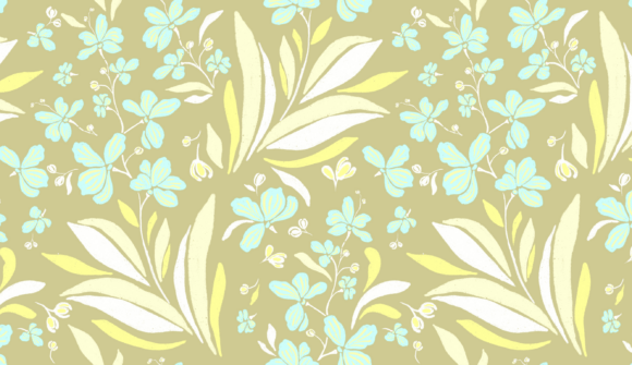 Blue Olive Floral Seamless Pattern PNG
