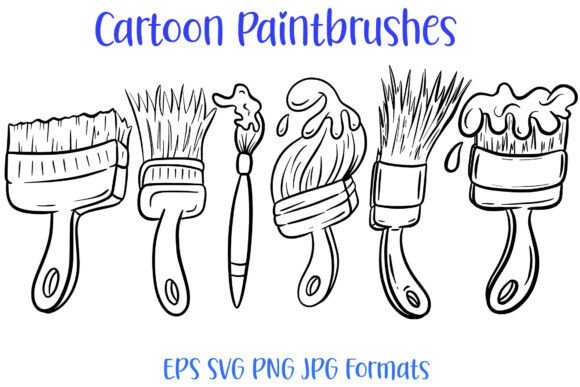 Cartoon Paintbrushes Painting Art PNG: Versatile Line Art for Creative Projects