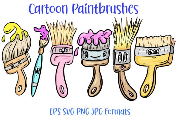 Cartoon Paintbrushes Painting Art SVG Assets