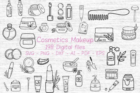 Cosmetics Makeup SVG Beauty Products Set Guide