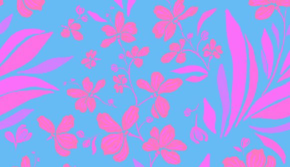 Drawn Bright Pink Blue Tropical Dry Ink: Elevating Summer Design with Artisan Texture