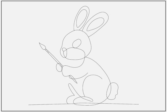 Elevating Creative Projects with Bunny Artist with Brushes Line Art