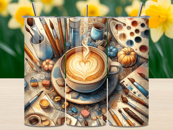 Elevating Sublimation Projects with the Artistic Coffee Paint Brushes Tumbler Design