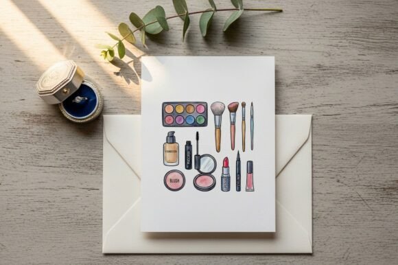Flat Lay Makeup Collection with Brushes