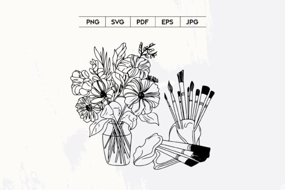 Floral Art Brushes Line Art SVG Design Guide