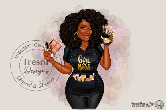 Girl Boss Curly Hair Makeup PNG Clipart: Empowering Creative Expression and Representation