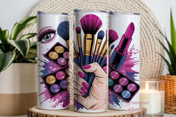 Glam Makeup Brushes 20oz Tumbler Wrap Design