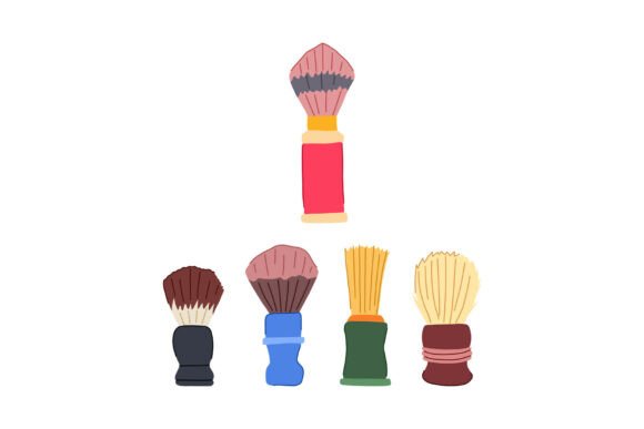 Hand Drawing Various Shaving Brushes for Art