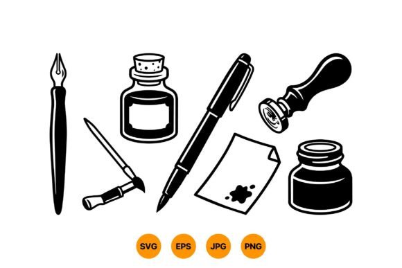 Ink Pen Clipart Collection: Elevating Stationery Branding and Retro Craft Projects