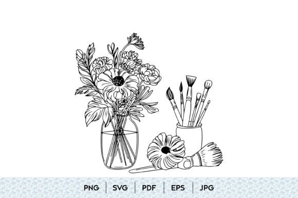 Integrating Floral Vase Art Tools Line Art into Professional Creative Workflows
