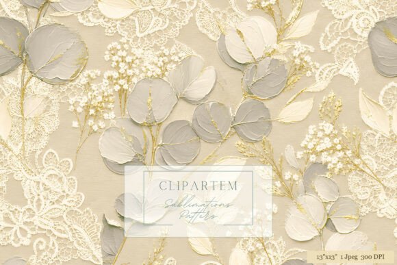Lace Eucalyptus Gold Floral Pattern: Timeless Botanical Luxury for Modern Design
