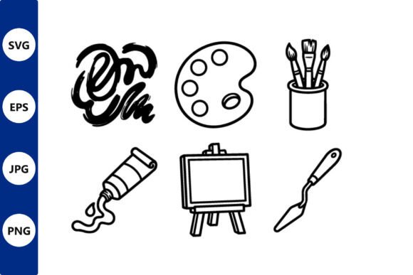 Line Art Painting Tools Set with Palette