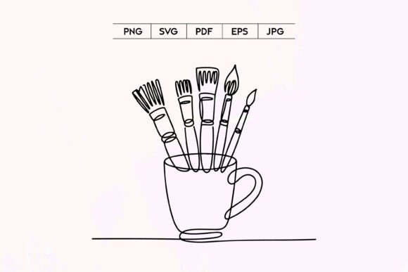Minimal Paint Brushes in Cup SVG
