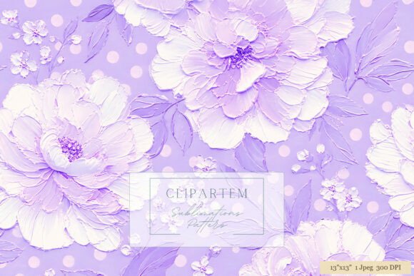 Purple Peony Polka Dot Pattern: Impasto Oil Texture Meets Modern Surface Design