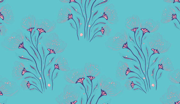 Transparent Floral Seamless Pattern: Elevating Design with Fluid Ink and Rose Gold Accents