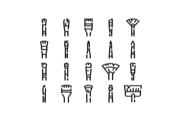 Various Brushes Line Icons for Art and Creative Projects