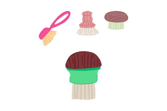 Various Cleaning Brushes and Mushroom Shapes Guide