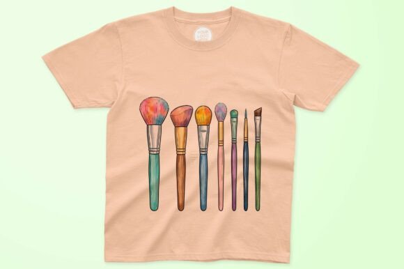 Vibrant Makeup Brushes in Rainbow Colors: A Digital Asset for Creative Versatility