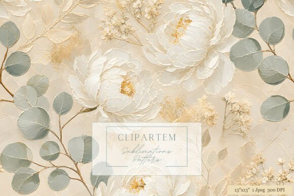 White Peony Eucalyptus Gold Pattern: A Practical Asset for Botanical Design